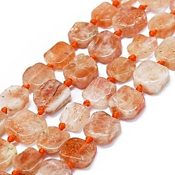 Sunstone Natural Sunstone Beads Strands, Square, 10~12x9~11x3~4mm, Hole: 0.8mm, about 30~34pcs/strand, 16.93 inch(43cm)