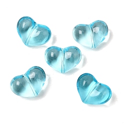 Темно-Голубой Прозрачные стеклянные бусины, окрашенная и подогревом, сердце, глубокое синее небо, 15.5x21x11.5 мм, отверстие : 1.5 мм