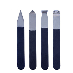Stainless Steel Color 201 Stainless Steel Clay Carving Knife, Straight & Bent Tip, for DIY Clay Craft Making, Stainless Steel Color, 15.5x2cm, 4pcs/set