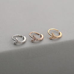 Розовое Золото 316l серьги для хряща из хирургической нержавеющей стали с микропаве из прозрачного кубического циркония, кольца для носа, Письмо Y, розовое золото , 6 мм, штифты : 0.8 мм