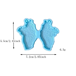 Palm Food Grade DIY Silicone Pendant Molds, Decoration Making, Resin Casting Molds, For UV Resin, Epoxy Resin Jewelry Making, Palm, 55x72mm