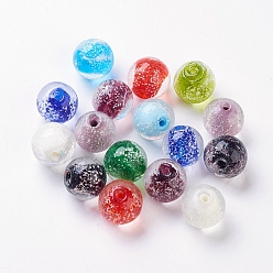 Mixed Color Handmade Luminous Lampwork Beads, Round, Mixed Color, 12mm, Hole: 2mm