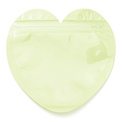Green Yellow Heart Shaped Plastic Packaging Yinyang Zip Lock Bags, Top Self Seal Pouches, Green Yellow, 10x10x0.15cm, Unilateral Thickness: 2.5 Mil(0.065mm)