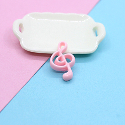 Pink 10 Кабошоны из непрозрачной смолы для музыкальных нот, розовые, 21x14 мм