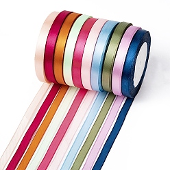 Mixed Color Satin Ribbon, Mixed Color, 3/8 inch(10mm), 25yards/roll(22.86m/roll), 10rolls/group, 250yards/group