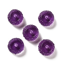 Purple Transparent Resin Beads, Textured Rondelle, Purple, 12x7mm, Hole: 2.5mm