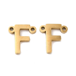 Letter F Ion Plating(IP) 304 Stainless Steel Connector Charms, Letter, Letter F, 10x9x1.5mm, Hole: 1.2mm