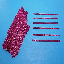 Medium Violet Red Kraft Paper & Iron Wire Twist Ties, Flat with Word, Medium Violet Red, 90x4mm, 100pcs/bag