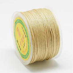 Light Khaki Nylon Threads, Milan Cords/Twisted Cords, Light Khaki, 1.5~2mm, about 54.68 yards(50m)/roll