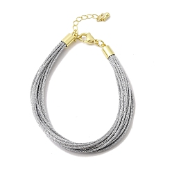 Темно-Серый Женские полиэстеровые браслеты, многожильных браслеты, золотые, темно-серый, 7.24 дюйм (18.4 см)