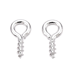 Посеребрённый Латунный винт с проушиной, для поделок ювелирных изделий, 925 серебро покрытием, 10x5x1.5 мм, отверстие : 2.4 мм, штифты : 1.5 мм