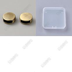 Antique Bronze 36Pcs Alloy Slide Charms, Flat Round, Antique Bronze, 11.5x5mm, Hole: 8.5x3.5mm & 3.5x3.5mm