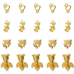 Golden Olycraft Zinc Alloy Beads and Links, Mixed Shapes, Golden, 5.5~15x6~10x1~2.5mm, 80pcs/box