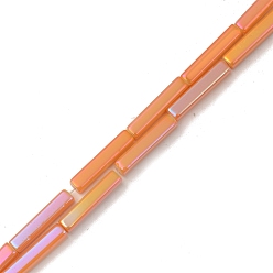 Dark Orange Electroplate Glass Beads Strands, Full Rainbow Plated, Cuboid, Dark Orange, 20x4x4mm, Hole: 0.8mm, about 38pcs/strand, 30.31 inch(77cm)
