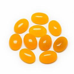 Gold Natural White Jade Cabochons, Dyed, Oval, Gold, 14x10x4~5mm