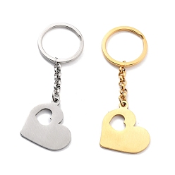 Mixed Color 304 Stainless Steel Keychain, Stamping Blank Tag, Heart in Heart, Mixed Color, 90mm