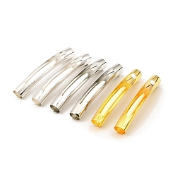 Mixed Color Brass Tube Beads, Hollow Curved Tube, Mixed Color, 45x5.5mm, Hole: 5.5mm
