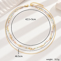 Разноцветный Простые латунные двухслойные ожерелья на ключицах для женщин, повседневная одежда, золотые, красочный, 16.73 дюйм (42.5 см)