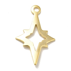 Real 24K Gold Plated Brass Pendants, Long-Lasting Plated, Cadmium Free & Lead Free, Star, Real 24K Gold Plated, 21.5x13.5x0.6mm, Hole: 1.6mm