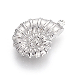 Нержавеющая Сталь Цвет Не тускнеющие 304 подвески из нержавеющей стали, формы раковины, цвет нержавеющей стали, 21x15x4~4.1 мм, отверстие : 2 мм