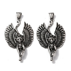Antique Silver 304 Stainless Steel Big Pendants, Bastet/Egyptian Cat Gods, Antique Silver, 65x37x9.5mm, Hole: 4x8.5mm