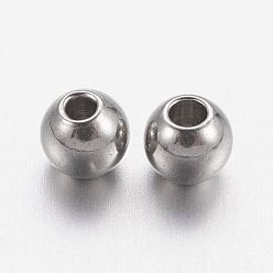Stainless Steel Color 201 Stainless Steel Beads, Solid Round, Stainless Steel Color, 8mm, Hole: 1.5mm