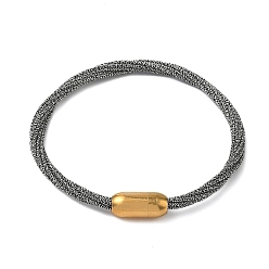 Серый 304 Браслеты из нержавеющей стали с полиэстеровым металлическим шнуром для женщин, с внутренней частью из рыбьей нити и магнитной застежкой, ионное покрытие (ip), серые, 7-1/4 дюйм (18.3 см)