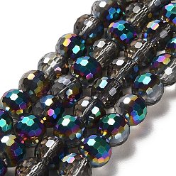 Colorful Electroplate Glass Bead Strands, Multi-color Plated, Faceted(96 Facets), Round, Colorful, 8mm, Hole: 1mm, about 72pcs/strand, 21.8 inch