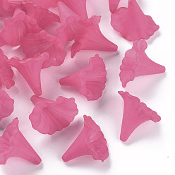 Camellia Transparent Acrylic Beads, Calla Lily, Frosted, Camellia, 40.5x33x35mm, Hole: 1.8mm, about 135pcs/500g