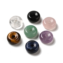 Mixed Stone Natural Mixed Gemstone European Pendants, Donut/Pi Disc Charms, Large Hole Pendants, 16~17x6~7mm, Hole: 3~3.5mm