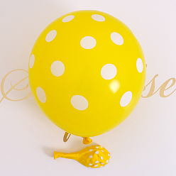 Gold Polka Dot Pattern Round Rubber Inflatable Balloons, for Festive Party Decorations, Gold, 330mm, 100pcs/bag