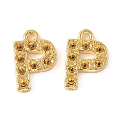 Letter P 304 Настройки горный хрусталь из нержавеющей стали кулон, золотые, Письмо P, пригодный для стразов 1 мм, 8x5.5x1 мм, отверстие : 0.7 мм