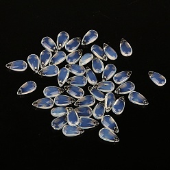Azur 5pcs perles de verre tchèques transparentes, top foré, larme, azur, 14x8mm, Trou: 1mm