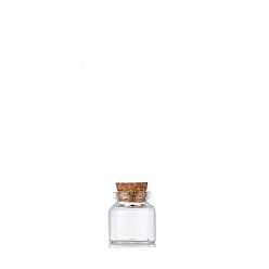 Clear Glass Empty Wishing Bottle, with Cork Stopper, Column, Clear, 3x3cm, Capacity: 10ml(0.34fl. oz)