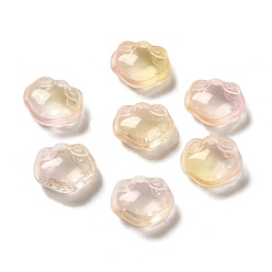 PeachPuff Transparent Glass Beads, Lock, PeachPuff, 14x16x7mm, Hole: 1.2mm