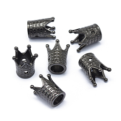 Gunmetal Rack Plating Brass Beads, Long-Lasting Plated, Crown, Gunmetal, 12x10mm, Hole: 1.5mm