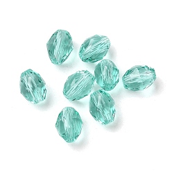 Средний Бирюзовый К 9 стекло, имитация Австрийские кристаллические шарики, граненые, овальные, средне бирюзовый, 9x6x6 мм, отверстие : 1 мм