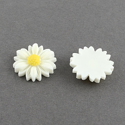 White Flatback Hair & Costume Accessories Ornaments Scrapbook Embellishments Resin Flower Daisy Cabochons, White, 22x6mm