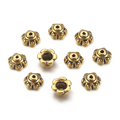 Античное Золото  Крышки для бусин тибетского стиля, без свинца, без кадмии и без никеля, античное золото , диаметром около 7 мм , толщиной 3 мм , отверстие : 1.5 мм