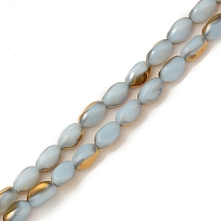 Vergoldete Galvanisieren Glasperlen, imitatorische Jade, halb plattiert, Twist, Vergoldete, 10x6.5x6 mm, Bohrung: 0.8 mm, ca. 68 Stk. / Strang, 27.56 Zoll (70 cm)