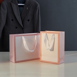 Pink Kraft Paper Bags, with Ribbon Handles, Gift Bags, Shopping Bags, Pink, 19x6x13cm