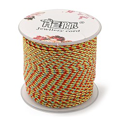 Yellow 4-Ply Polycotton Cord, Handmade Macrame Cotton Rope, with Gold Wire, for String Wall Hangings Plant Hanger, DIY Craft String Knitting, Yellow, 1.5mm, about 21.8 yards(20m)/roll