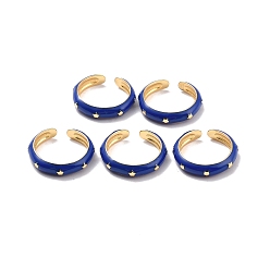 Dark Blue Brass with Enamel Rings,  Long-Lasting Plated, Lead Free & Cadmium Free & Nickel Free, Real 18K Gold Plated, Dark Blue, 4mm, Inner Diameter: 17mm