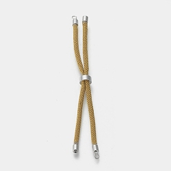 Dark Goldenrod Nylon Twisted Cord Bracelet, with Brass Cord End, for Slider Bracelet Making, Dark Goldenrod, 9 inch(22.8cm), Hole: 2.8mm, Single Chain Length: about 11.4cm