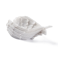 White Feather Wings Resin Jewelry Dish Display Stand Ornaments, for Home Desk Decorative, White, 113x75x45mm