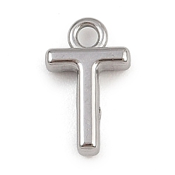 Letter T Латунь прелести, стойки покрытие, долговечный, без кадмия и без свинца, платина, Письмо T, 9.5x5.5x2 мм, отверстие : 1.2 мм