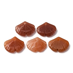 Нефрит Подвески из натурального золотистого шелка и нефрита, подвески из листьев гинкго, 15x19x3~4 мм