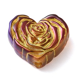 Purple Metal Enlaced Heart Rose Opaque Acrylic Bead, DIY Jewelry Bead, Purple, 19.5x23x9.5mm, Hole: 3.5mm