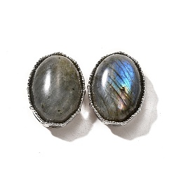Лабрадорита Многорядные звенья из натурального лабрадорита, овальные, без кадмия и без свинца, платина, 20.5x15.5x10.5 мм, отверстие : 2 мм