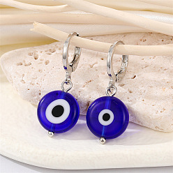 Blue round eyes Vintage Resin Blue Eye Earrings with Turkish Evil Eye Charm - Exquisite European Style Ear Studs